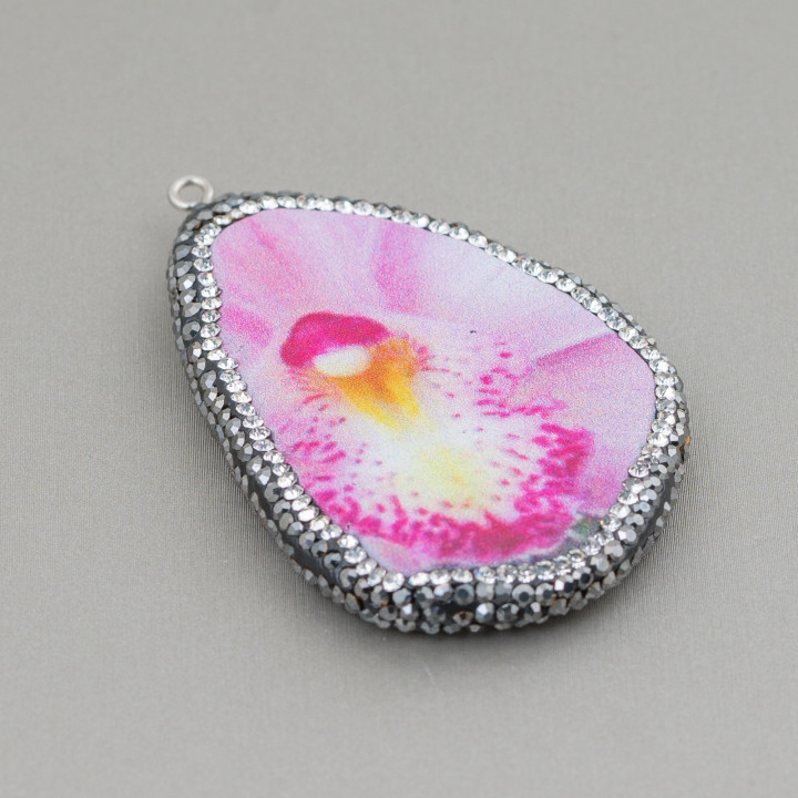 Πιάτο Αχάτη Component With Marcasite Rhinestones Variable Size 38-65mm 1pc MOD2