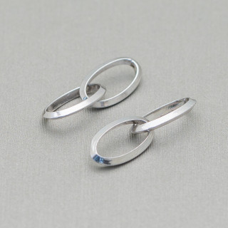 Componente de anillos ovalados de doble cadena de plata 925 7x24 mm 10 piezas