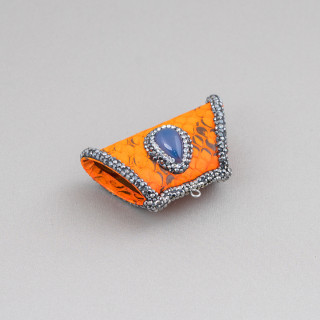 Componente intermedio de imitación de cuero con diamantes de imitación de marcasita un trapezoide con piedras duras 52x26mm 1pc 