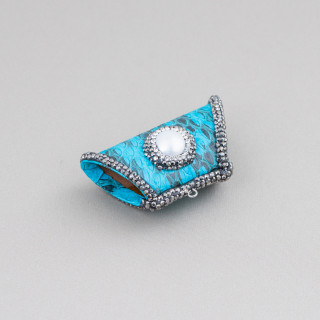 Composant Intermédiaire Simili Cuir Avec Strass Marcassite Un Trapèze Avec Pierres Dures 52x26mm 1pc MOD17