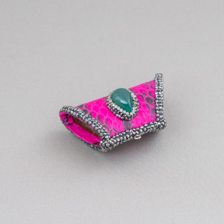 Composant d'incrustation en simili cuir avec strass Marcassite Un trapèze avec pierres dures 52x26mm 1pc MOD5