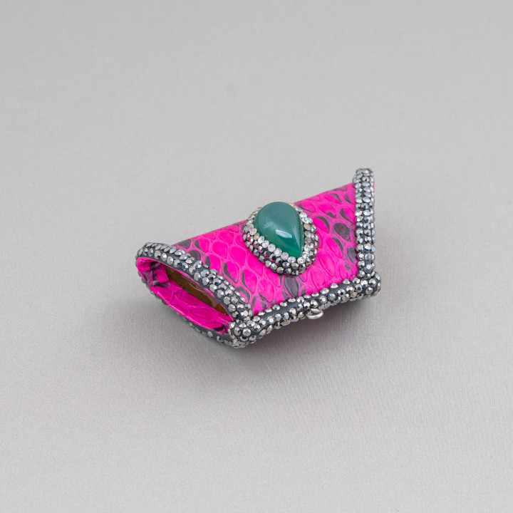 Composant d'incrustation en simili cuir avec strass Marcassite Un trapèze avec pierres dures 52x26mm 1pc MOD5