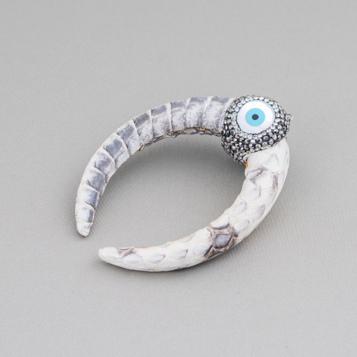 Componente Intramezzo Di SimilPelle Con Strass Marcasite E Pietre Dure Cabochon 50x70mm 1pz Bianco