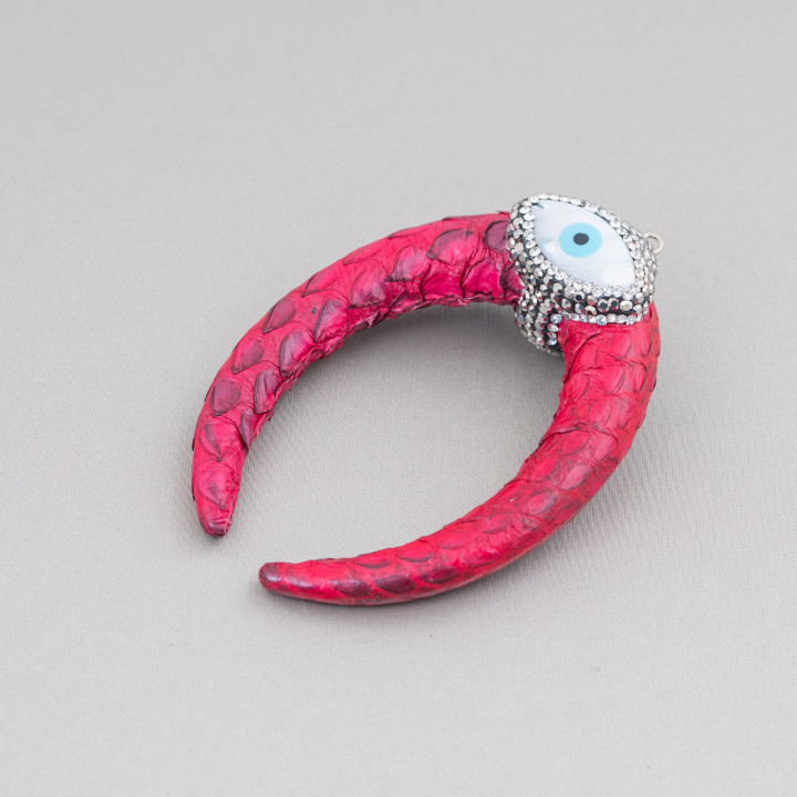 Faux Leather Intermediate Component With Marcasite Rhinestones And Semi-precious Stones Cabochon 50x70mm 1pc MOD2 Red