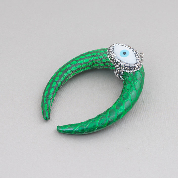 Componente Intramezzo Di SimilPelle Con Strass Marcasite E Pietre Dure Cabochon 50x70mm 1pz MOD2 Verde