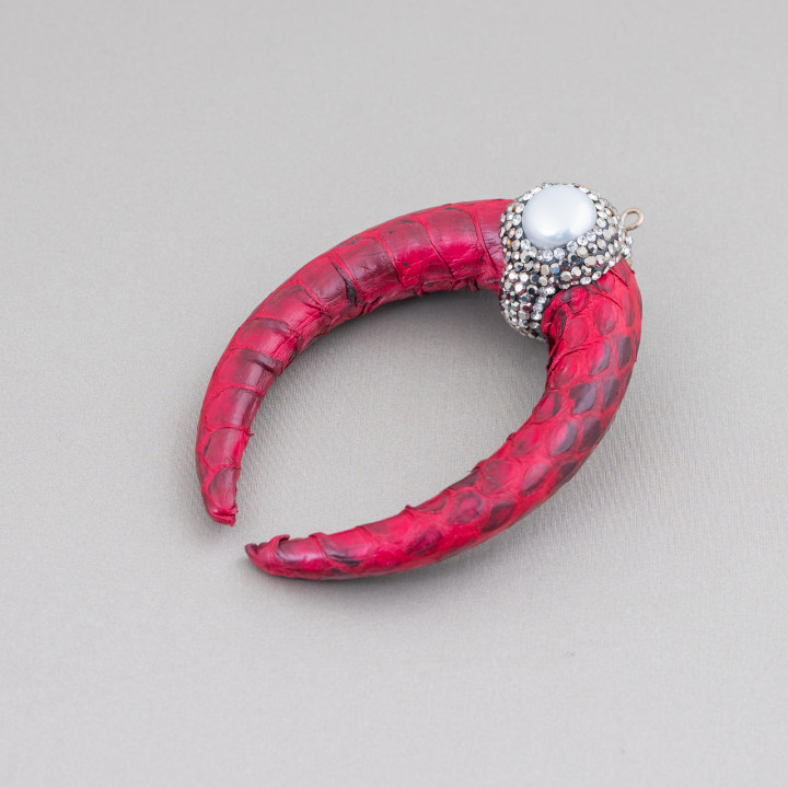 Componente Intermedio De Polipiel Con Diamantes De Imitación De Marcasita Y Piedras Preciosas De Cabujón 50x70mm 1pc MOD3 Rojo