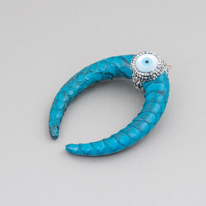 Component of imitation leather with Marcasite rhinestones and cabochon semiprecious stones 50x70mm 1pc teal