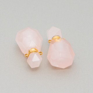 Componente Colgante A Botellas De Piedras Duras MOD3 2pcs Cuarzo Rosa