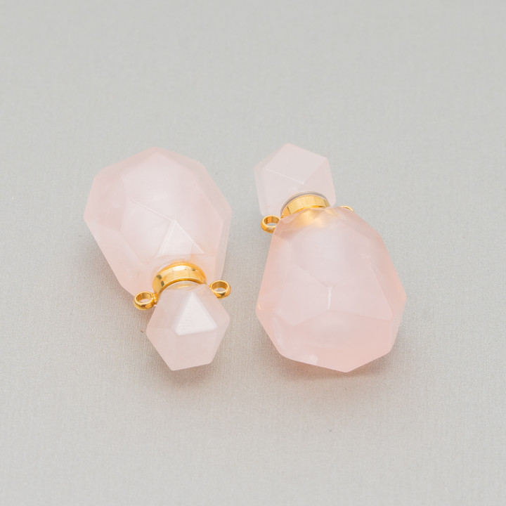 Componente Colgante A Botellas De Piedras Duras MOD3 2pcs Cuarzo Rosa