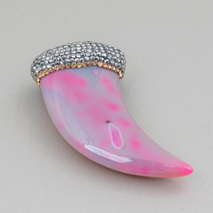 Ágata Componente Colgante Con Marcasita Strass Cornetto 55mm 1ud