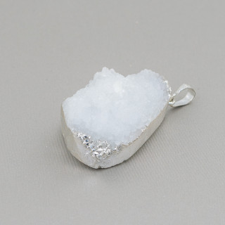 Pendentif Component Di Druzi Galvanisé 33x50mm 1pc Blanc et Rhodium
