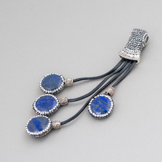 Marcasite Rhinestone Pendant Component With Semi-precious Stone Beads 110mm