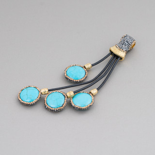 Componente Pendente Di Marcasite Strass Con Perline Di Pietre Dure 110mm 1pz MOD5