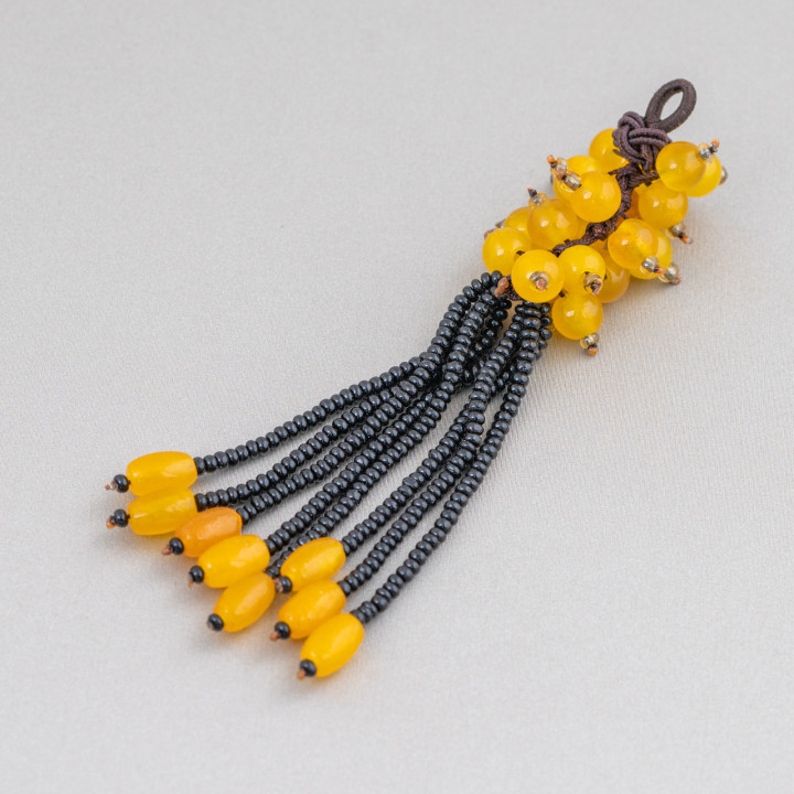 Composant pendentif marcassite strass avec perles de pierres précieuses en grappe 95 mm MOD3