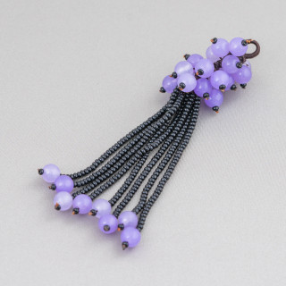 Marcasite Rhinestone Pendant Component With Cluster Semi-precious Stone Beads 95mm MOD4