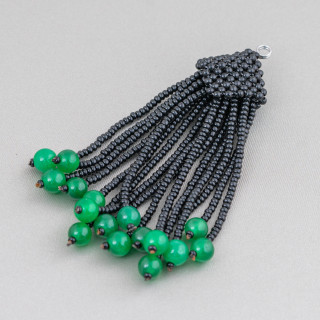 Composant pendentif marcassite strass avec perles de pierres précieuses en grappe 95 mm MOD5