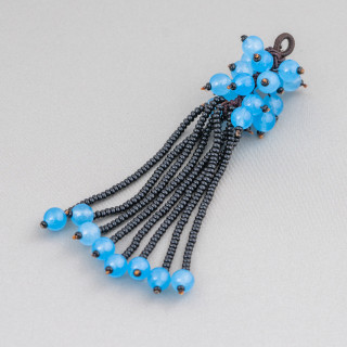 Componente colgante de diamantes de imitación de marcasita con cuentas de piedras preciosas de racimo 95 mm MOD6