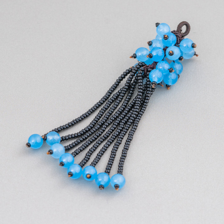 Componente colgante de diamantes de imitación de marcasita con cuentas de piedras preciosas de racimo 95 mm MOD6