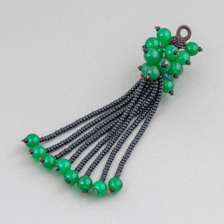 Marcasite Rhinestone Pendant Component With Cluster Semi-precious Stone Beads 95mm MOD7