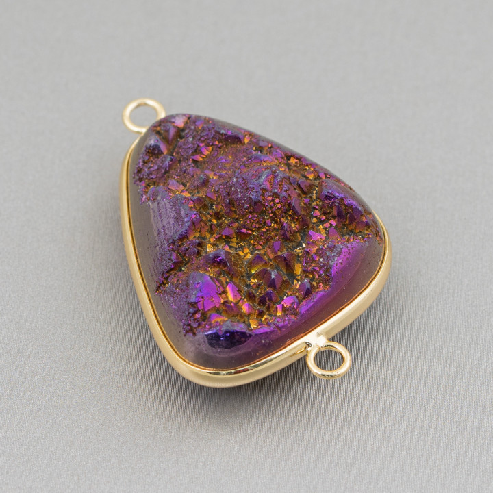 Druzi AB Stones Juego de componentes con 2 anillos irregulares Tamaño ajustable 20-35 mm 1 pieza MOD2