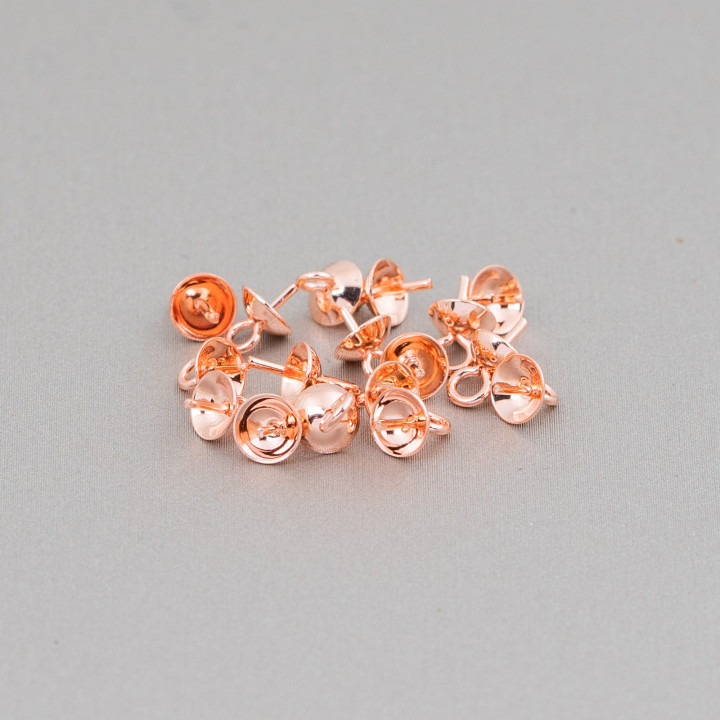 Terminal Cup for Steel Pendants with Ring 4mm 170pcs Approx. Rose Gold