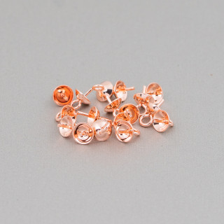 Coppetta Terminale Per Pendenti Di Acciaio Con Anellino 5mm 140pz Circa Oro Rosa