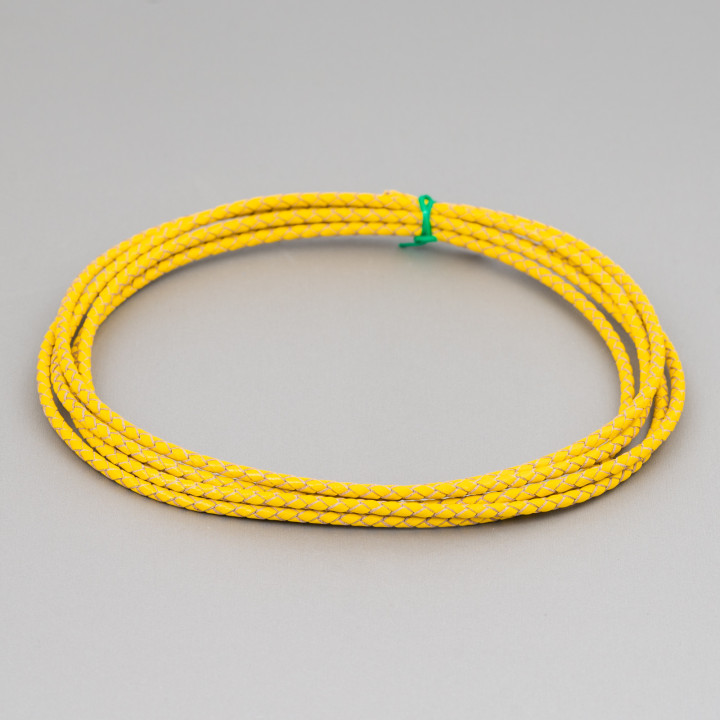 Cordone Di Vera Pelle Intrecciato 3mm 2 Metri Giallo