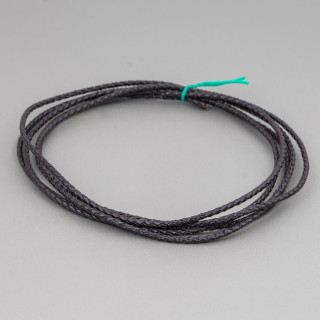Cordon Trenzado Piel Verdadera 3mm 2 Metros Marron Oscuro