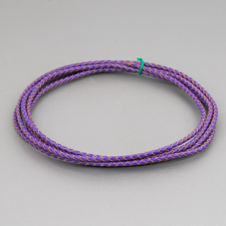 Cordon Trenzado De Cuero Verdadero 3mm 2 Metros Morado