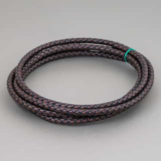 Braided Genuine Leather Cord 8mm 1 Meter Brown