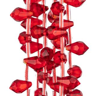 Faceted Briolette Drop Crystals 9x15mm Red Front Hole