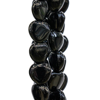 Corazón Plano Liso De Cristal Negro 12mm