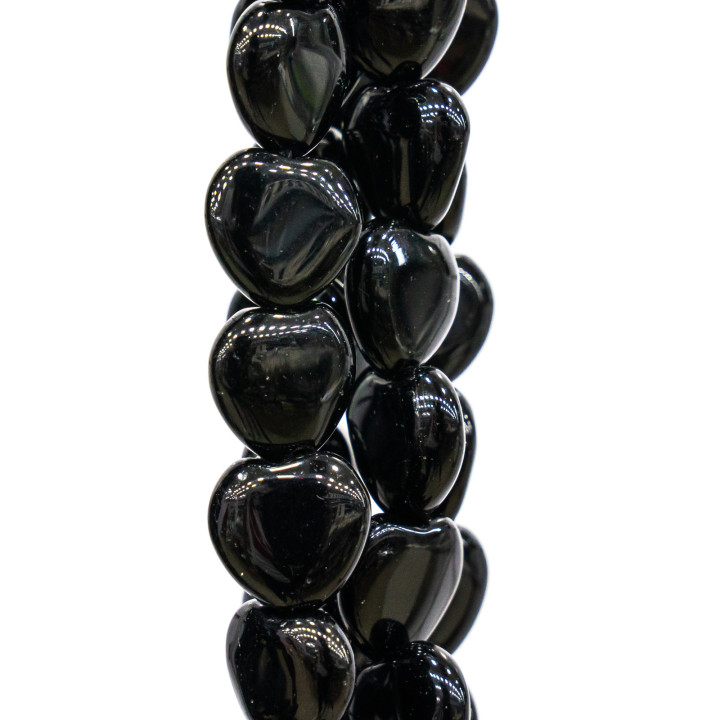 Coeur Plat Lisse Cristal Noir 12mm