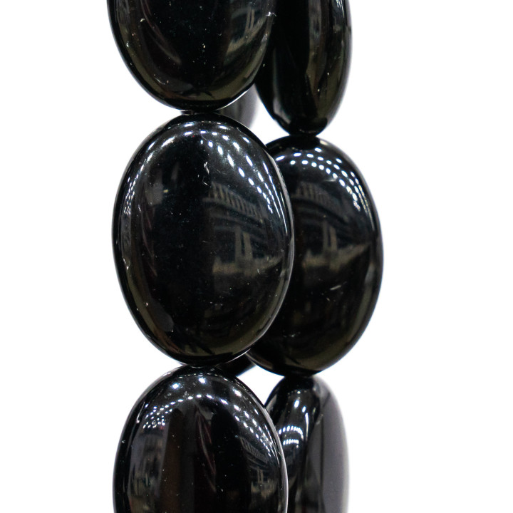 Cristal Negro Plano Ovalado Liso 12x16mm