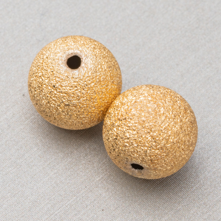Spacer Balls of Satin 925 Silver 10mm 6pcs Golden