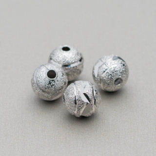 Entretoise Boules Laiton Satiné 06mm 80gr (320pz) Rhodié