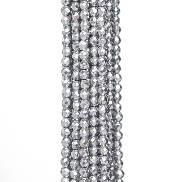 Facettierter Hämatit 03 mm Silber 120 cm