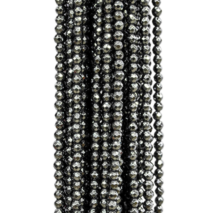 Faceted Hematite 03mm Natural 120cm