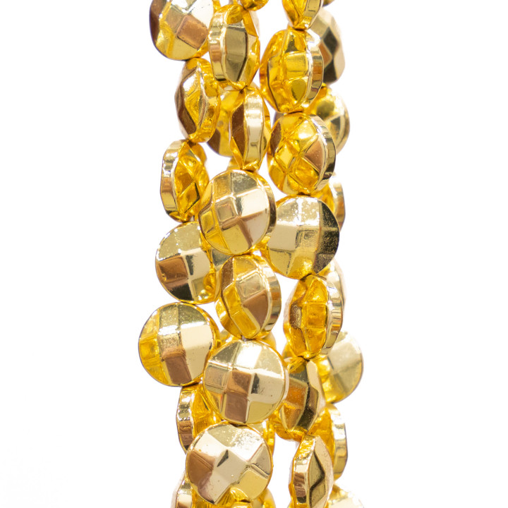 Placa Redonda Hematites Facetada 8mm Oro 18k