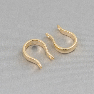 Gancio A Ferro Di Cavallo Di Argento 925 10x13mm 8pz Dorato