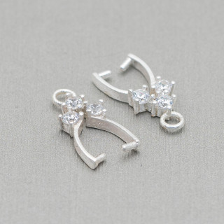 Haken für Anhänger aus Silber 925 mit Zirkonen 09x16mm 10St Silber