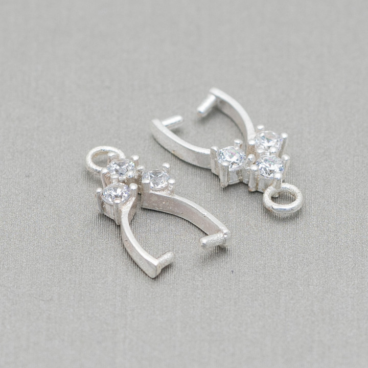 Haken für Anhänger aus Silber 925 mit Zirkonen 09x16mm 10St Silber