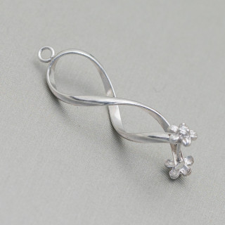 Gancho Para Colgante De Plata 925 Con Circonitas Espirales 10x38mm 3pcs