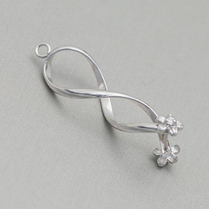 Haken für Anhänger aus Silber 925 mit spiralförmigen Zirkonen 10x38mm 3Stk