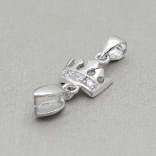 Gancio Per Pendente Di Argento 925 Con Zirconi Corona 09x25mm 4pz