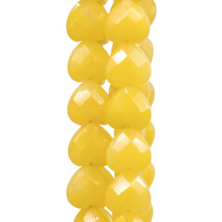 Jade Amarillo Corazon Plano Facetado 12mm