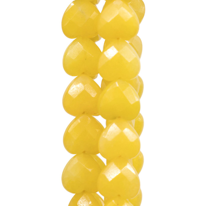 Yellow Jade Heart Faceted Flat 12mm