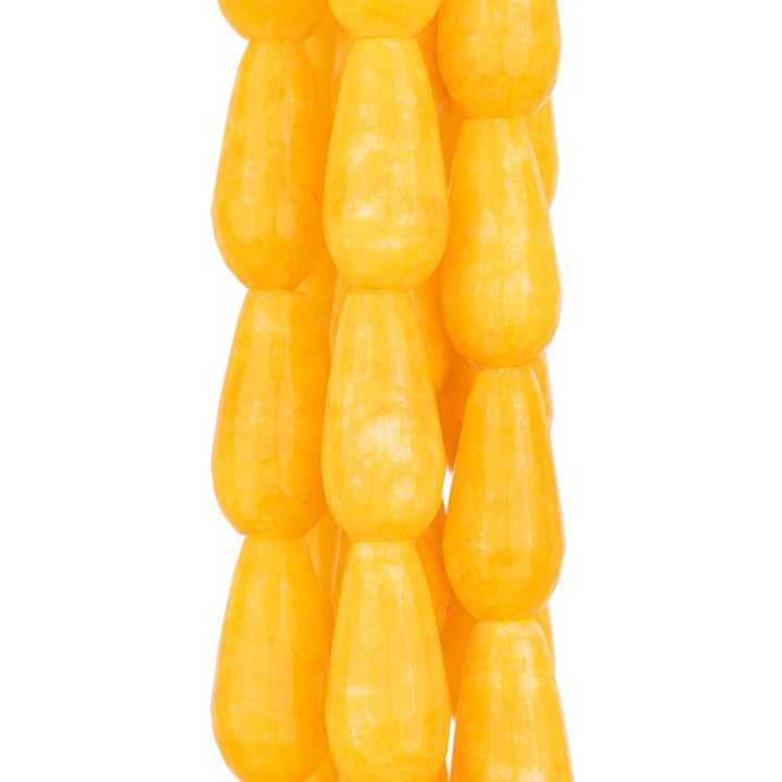 Κίτρινο Jade Faceted Briolette Drops 10x20mm