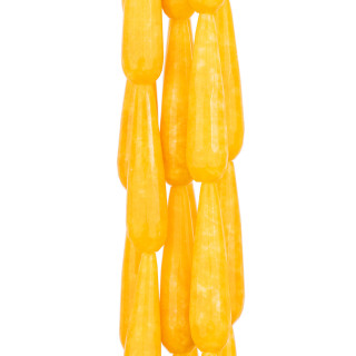 Jade Amarillo Briolette Gotas Facetadas 10x40mm