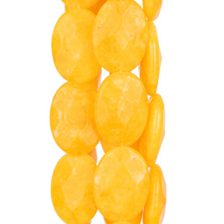 Plaque Ovale Facette Jade Jaune 18x25mm